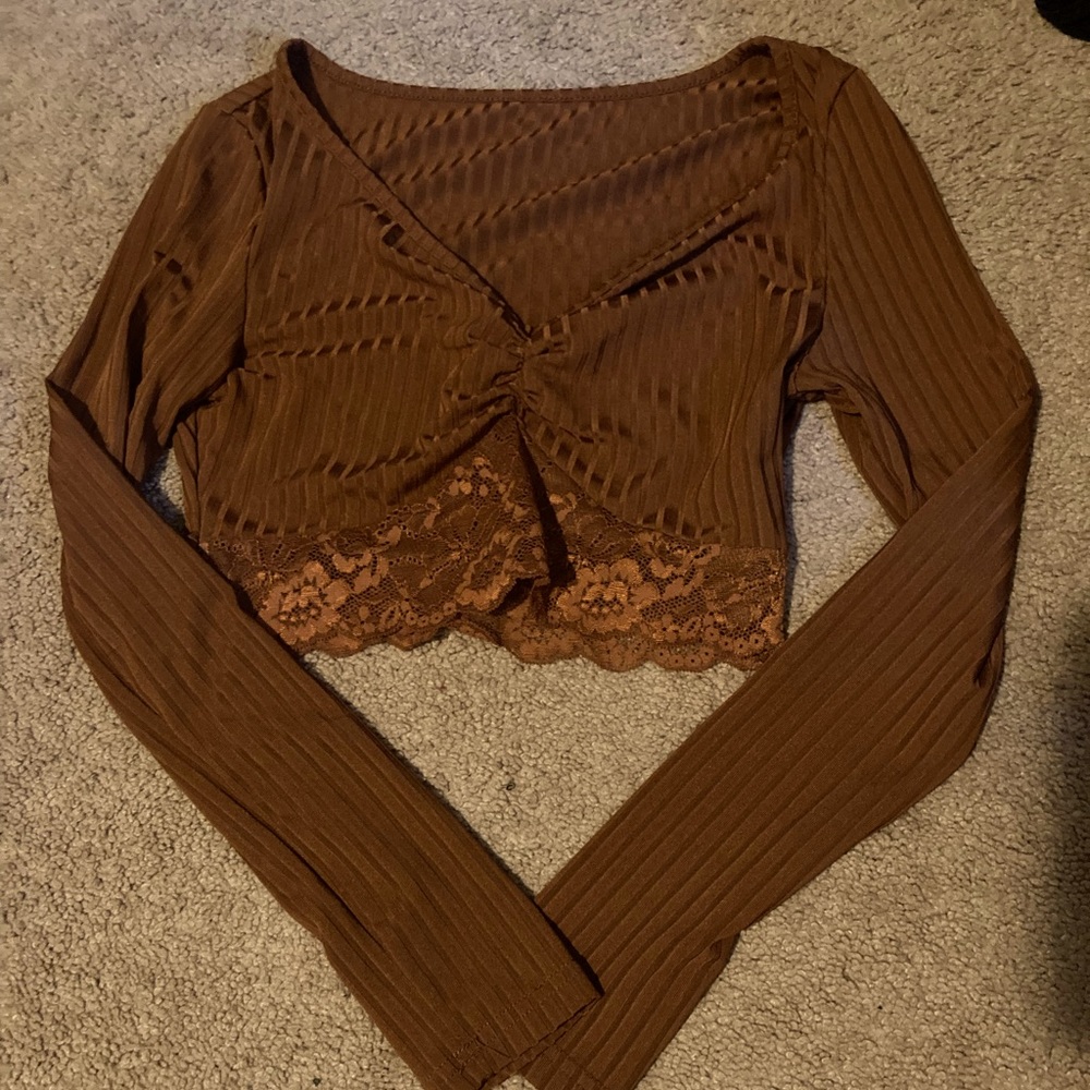Brown lace long sleeve